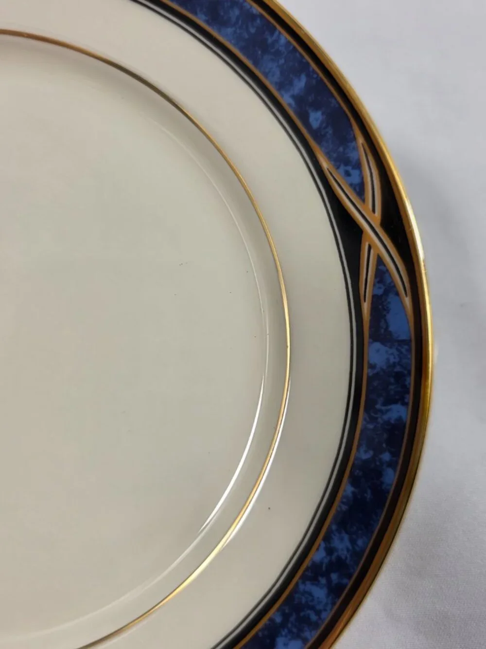 Lenox Mountain View American Home Bread Plate Blue Marble Rim
